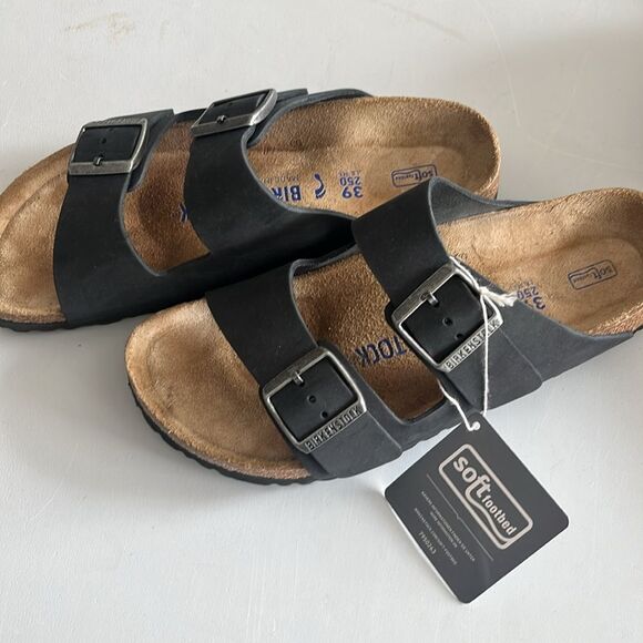 NWT Birkenstock Arizona Soft Footbed Smooth Leather Sandals 39 L-8 M-6 - Picture 8 of 9